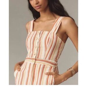 NWT Anthropologie (Maeve) Striped Sleeveless jumpsuit. Sz 14.